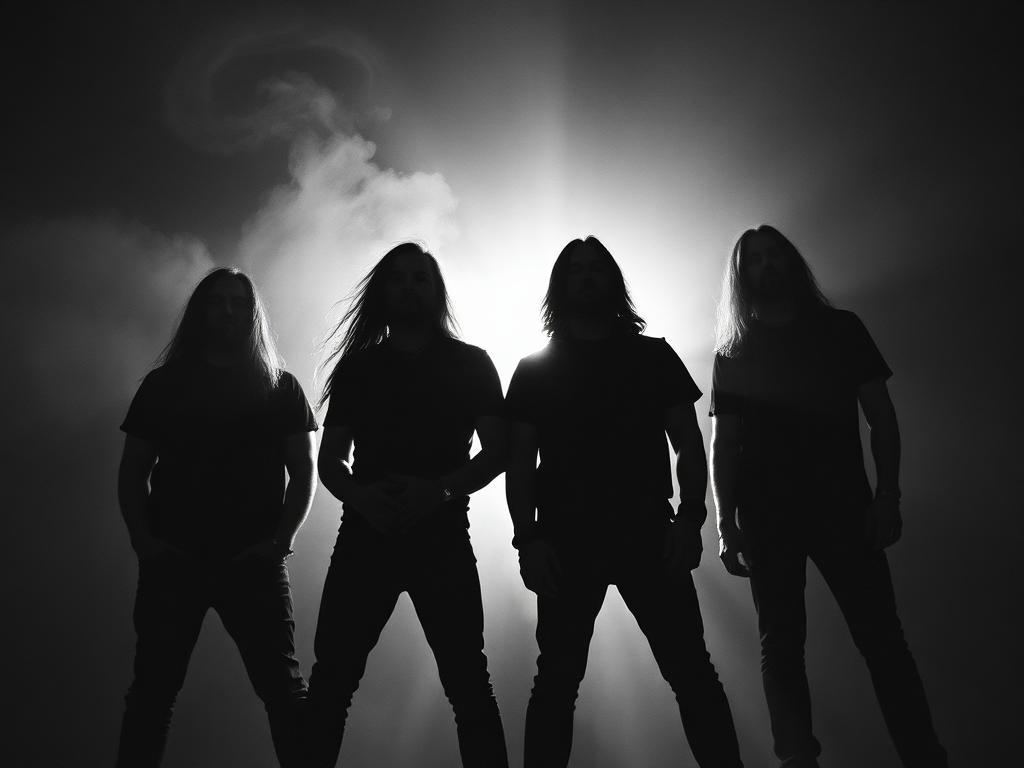 Metal band backlit in fog during a promo shoot